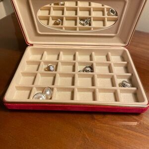Travel Red Velvet Hard Jewelry Box